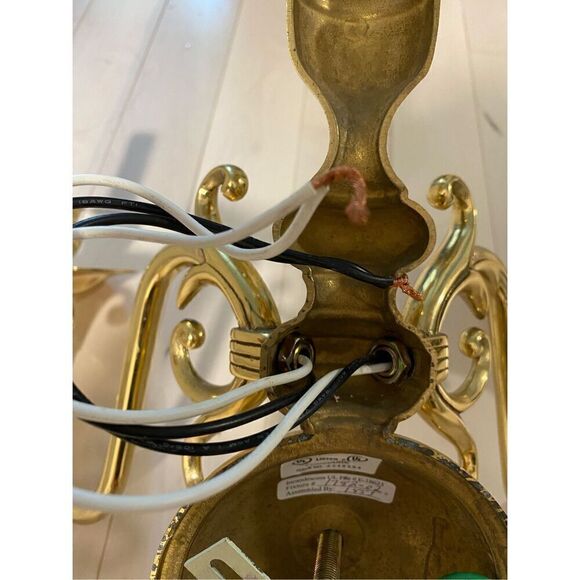 Vintage Brass Wall Light Fixture Sconce Dutch Double  Light with Shade and pair - Picture 11 of 12